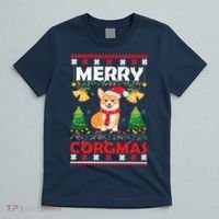 Funny Cute Merry Corgmas Ugly Christmas Sweater T-Shirt thumb 5