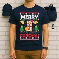 Funny Cute Merry Corgmas Ugly Christmas Sweater T-Shirt thumb 6