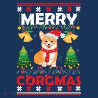 Funny Cute Merry Corgmas Ugly Christmas Sweater T-Shirt thumb 7