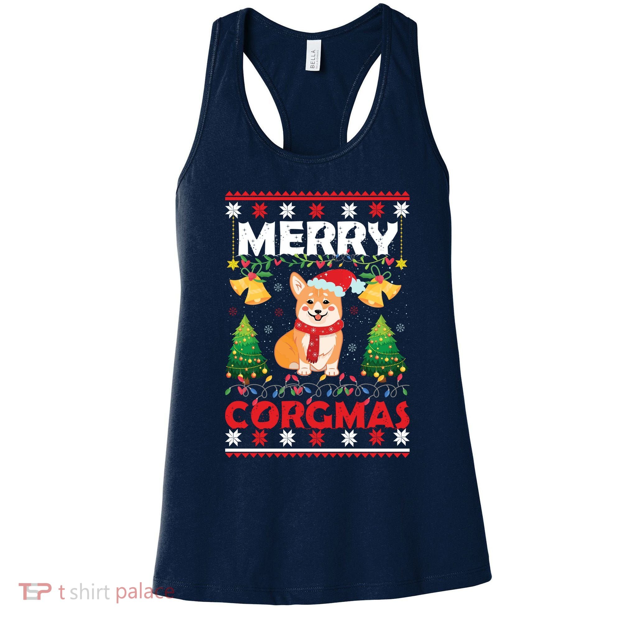Funny Cute Merry Corgmas Ugly Christmas Sweater Women's Tank Top