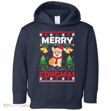 Funny Cute Merry Corgmas Ugly Christmas Sweater Toddler Hoodie
