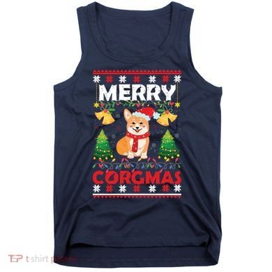 Funny Cute Merry Corgmas Ugly Christmas Sweater Tank Top