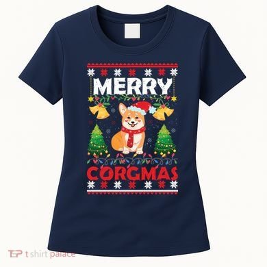 Funny Cute Merry Corgmas Ugly Christmas Sweater Women's T-Shirt