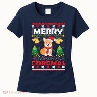 Funny Cute Merry Corgmas Ugly Christmas Sweater Women's T-Shirt thumb 0