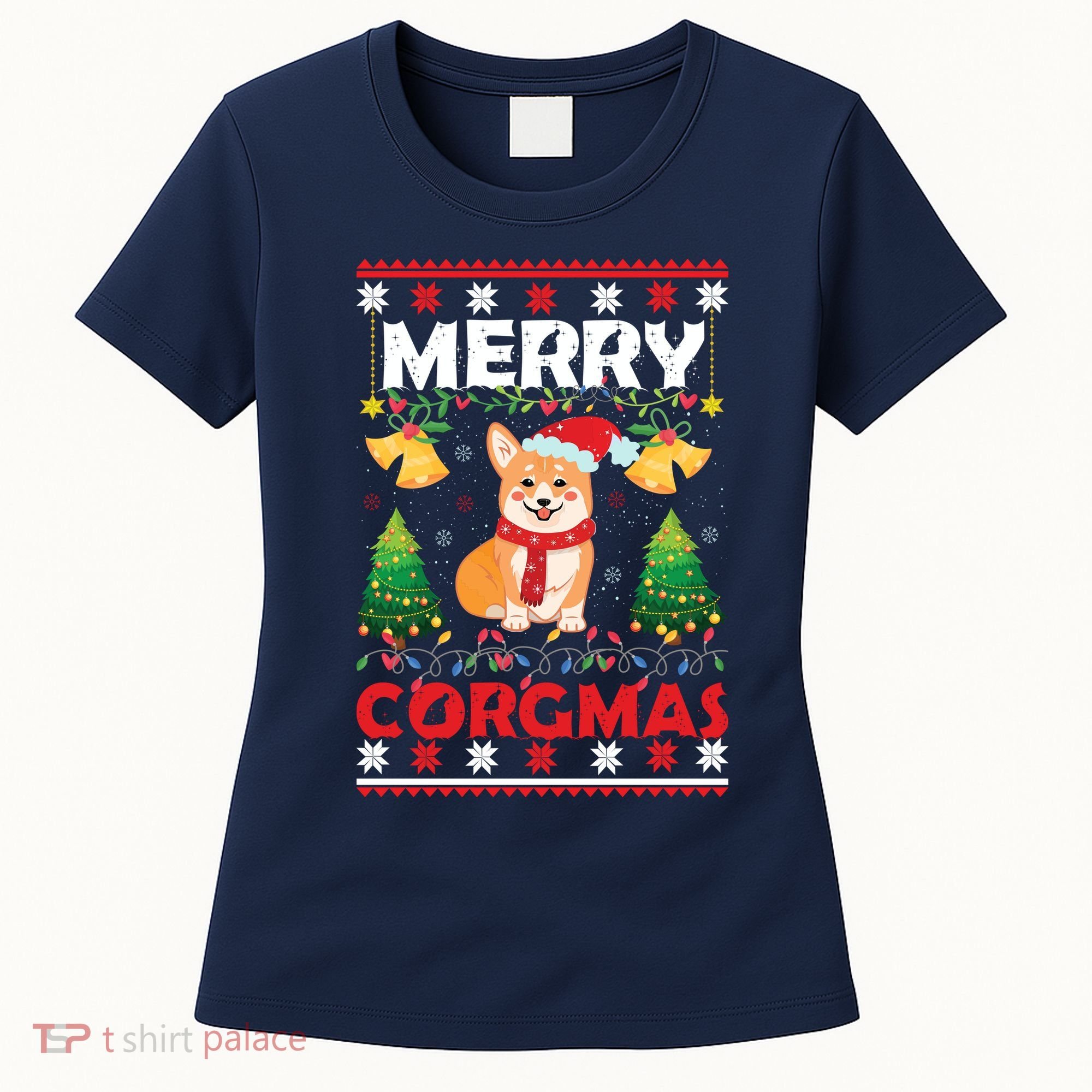 Funny Cute Merry Corgmas Ugly Christmas Sweater Women's T-Shirt