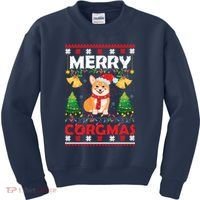 Funny Cute Merry Corgmas Ugly Christmas Sweater Kids Sweatshirt thumb 0