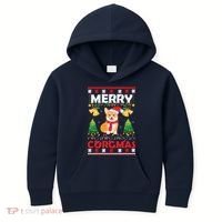 Funny Cute Merry Corgmas Ugly Christmas Sweater Kids Hoodie thumb 0