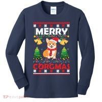 Funny Cute Merry Corgmas Ugly Christmas Sweater Kids Long Sleeve Shirt thumb 0