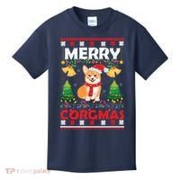 Funny Cute Merry Corgmas Ugly Christmas Sweater Kids T-Shirt thumb 0