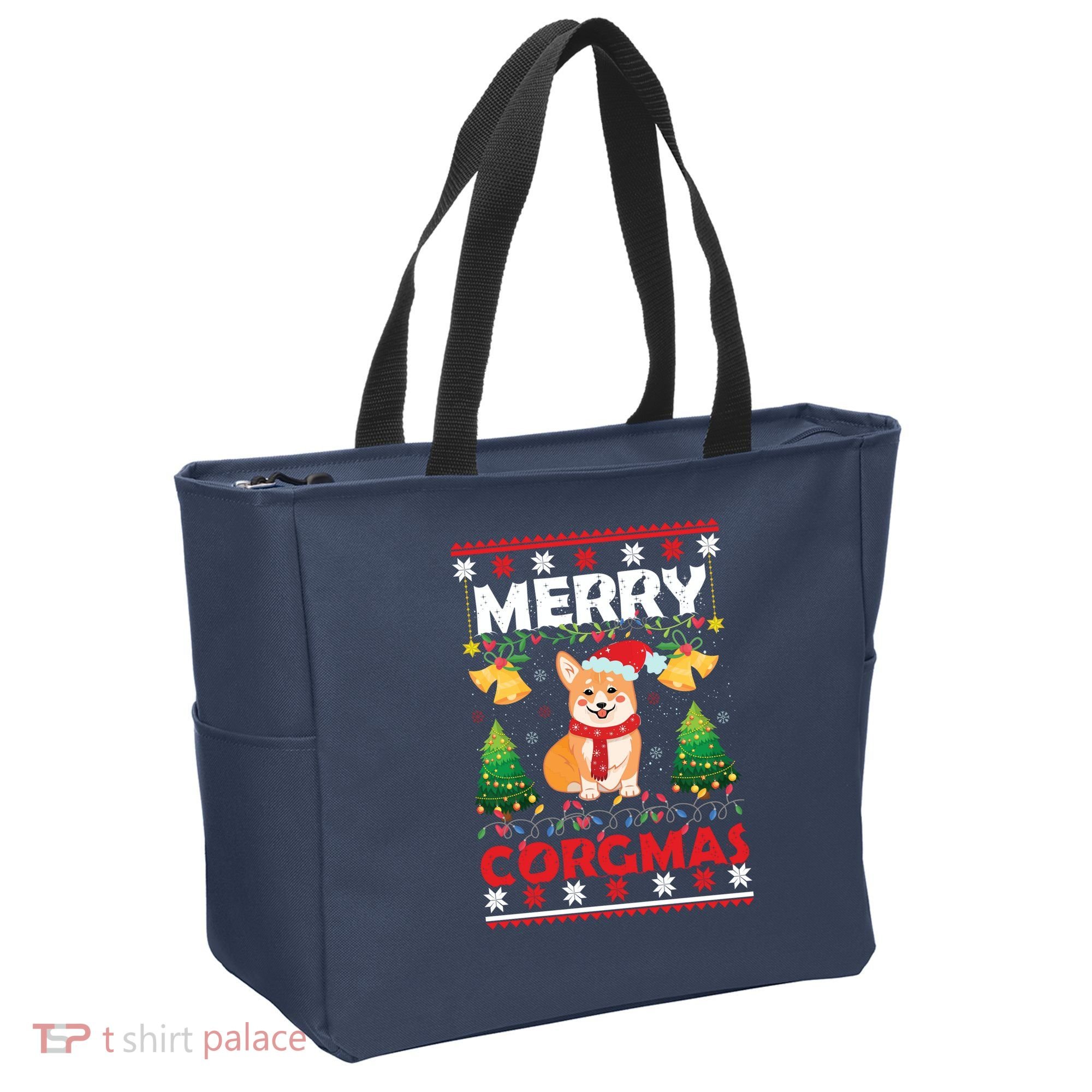Funny Cute Merry Corgmas Ugly Christmas Sweater Tote Bag