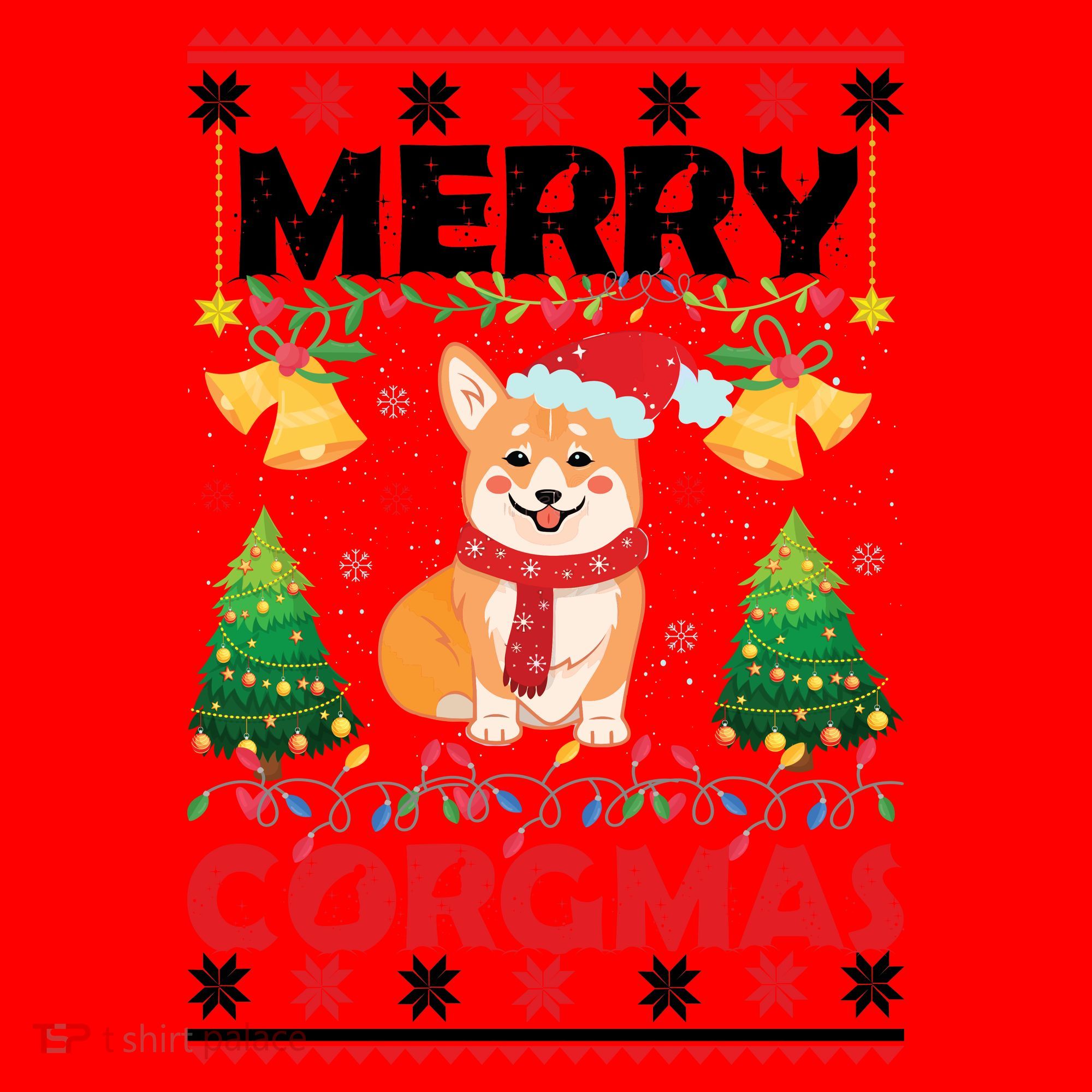 Funny Cute Merry Corgmas Ugly Christmas Sweater Santa Hat