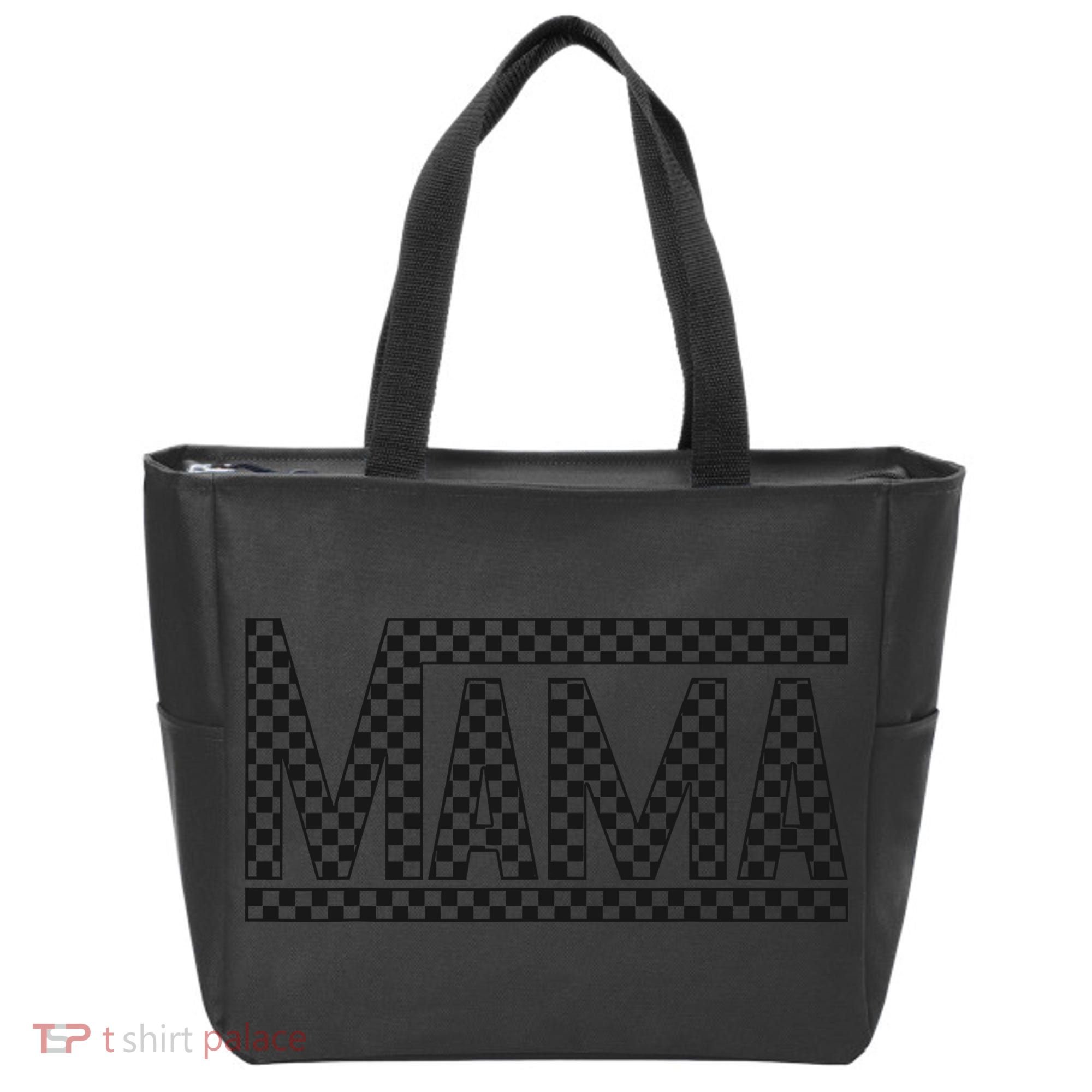 Funny Checkered Mama Black White Gift Wo Tote Bag