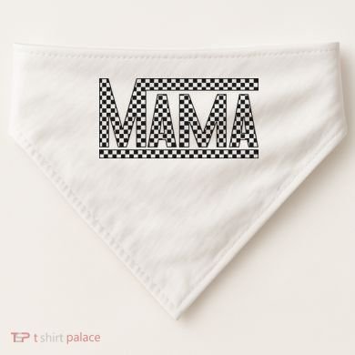 Funny Checkered Mama Black White Gift Wo USA-Made Doggie Bandana