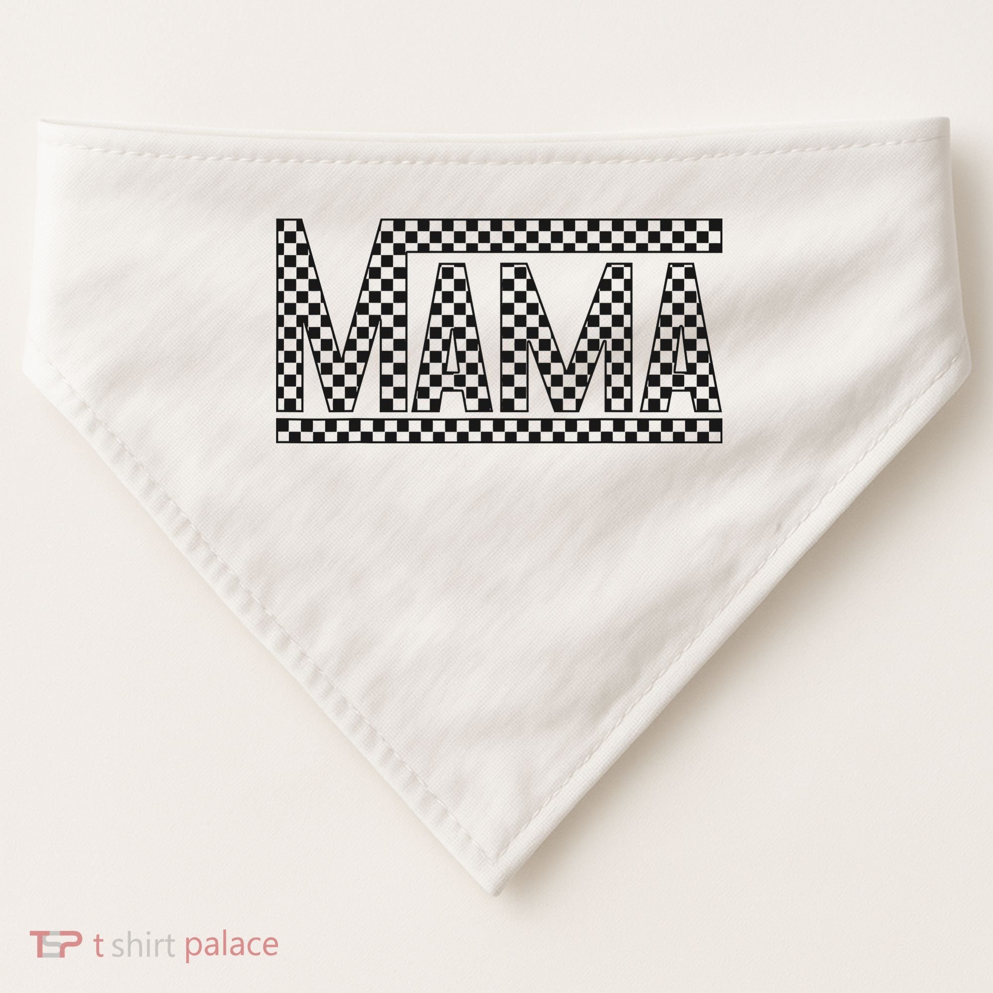 Funny Checkered Mama Black White Gift Wo USA-Made Doggie Bandana