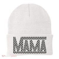 Funny Checkered Mama Black White Gift Wo Beanie thumb 0