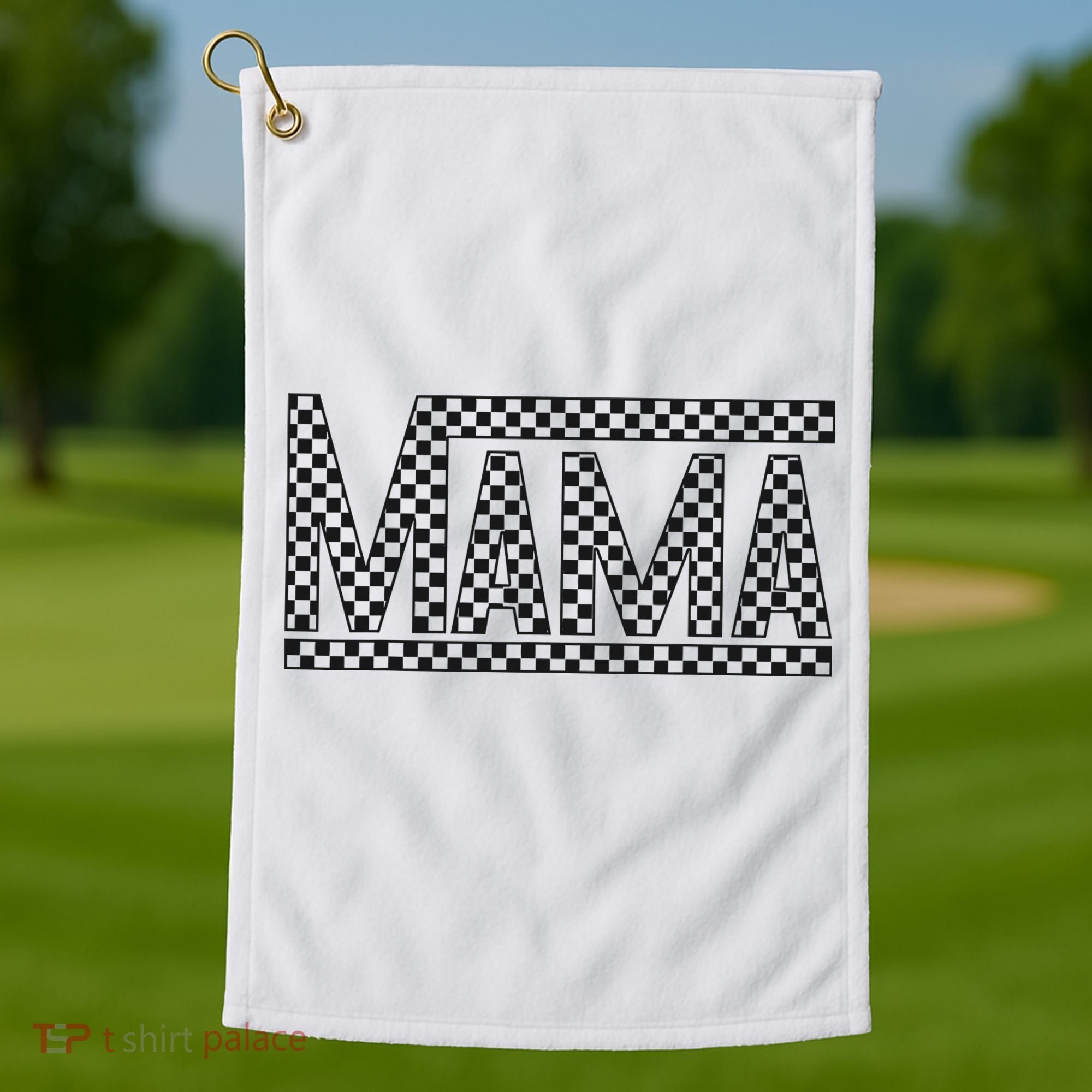 Funny Checkered Mama Black White Gift Wo Golf Towel