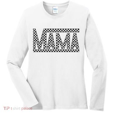 Funny Checkered Mama Black White Gift Wo Women's Long Sleeve Shirt