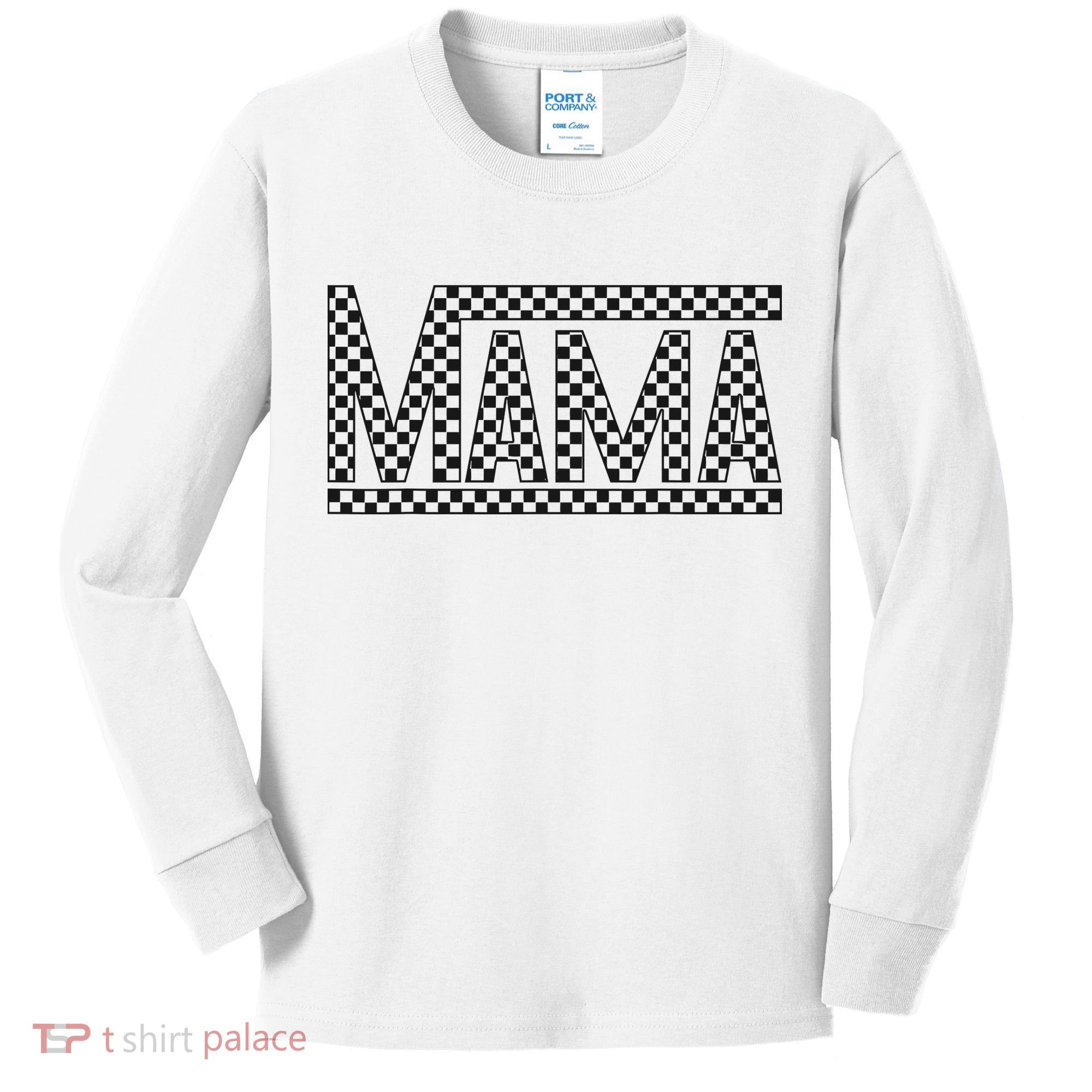 Funny Checkered Mama Black White Gift Wo Kids Long Sleeve Shirt