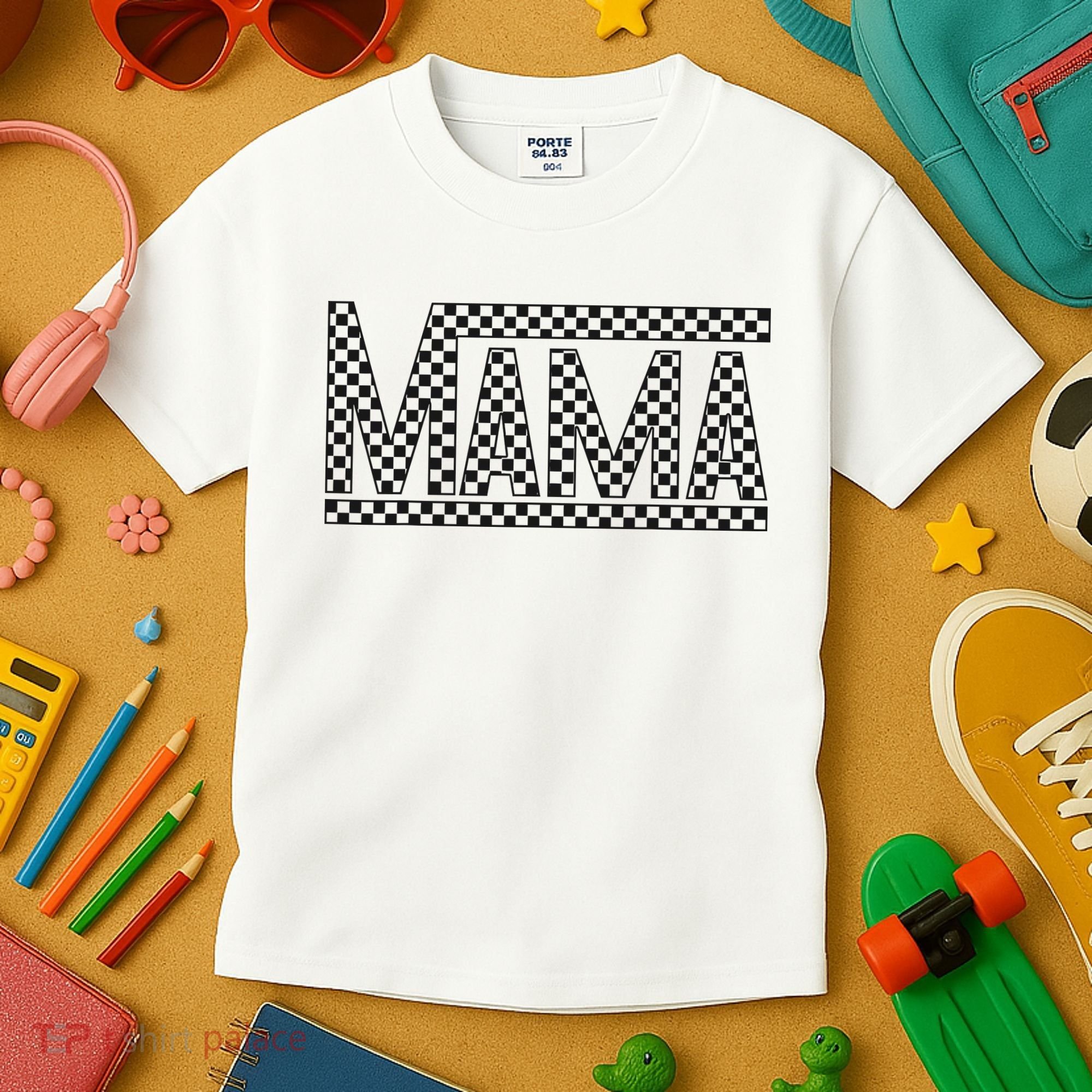 Funny Checkered Mama Black White Gift Wo Kids T-Shirt