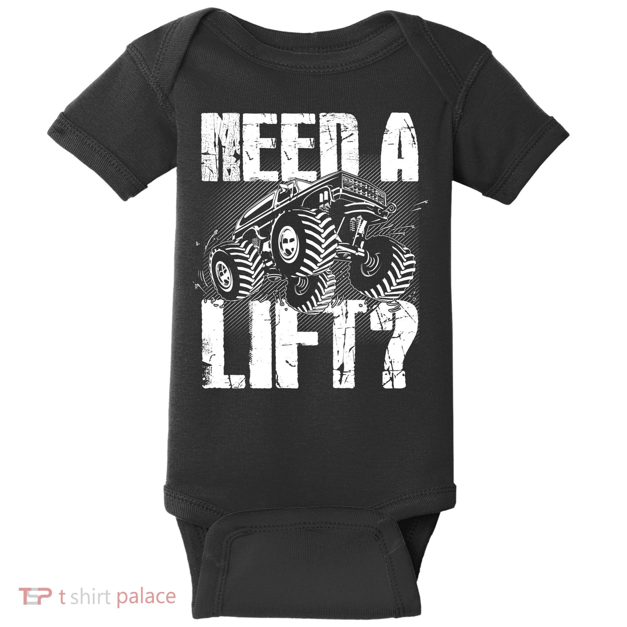 Funny Cool Monster Truck Need A Lift Baby Bodysuit