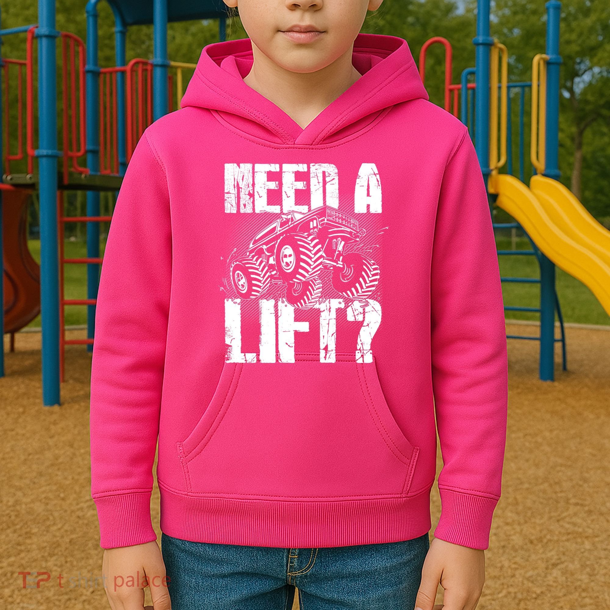 Funny Cool Monster Truck Need A Lift Kids Hoodie