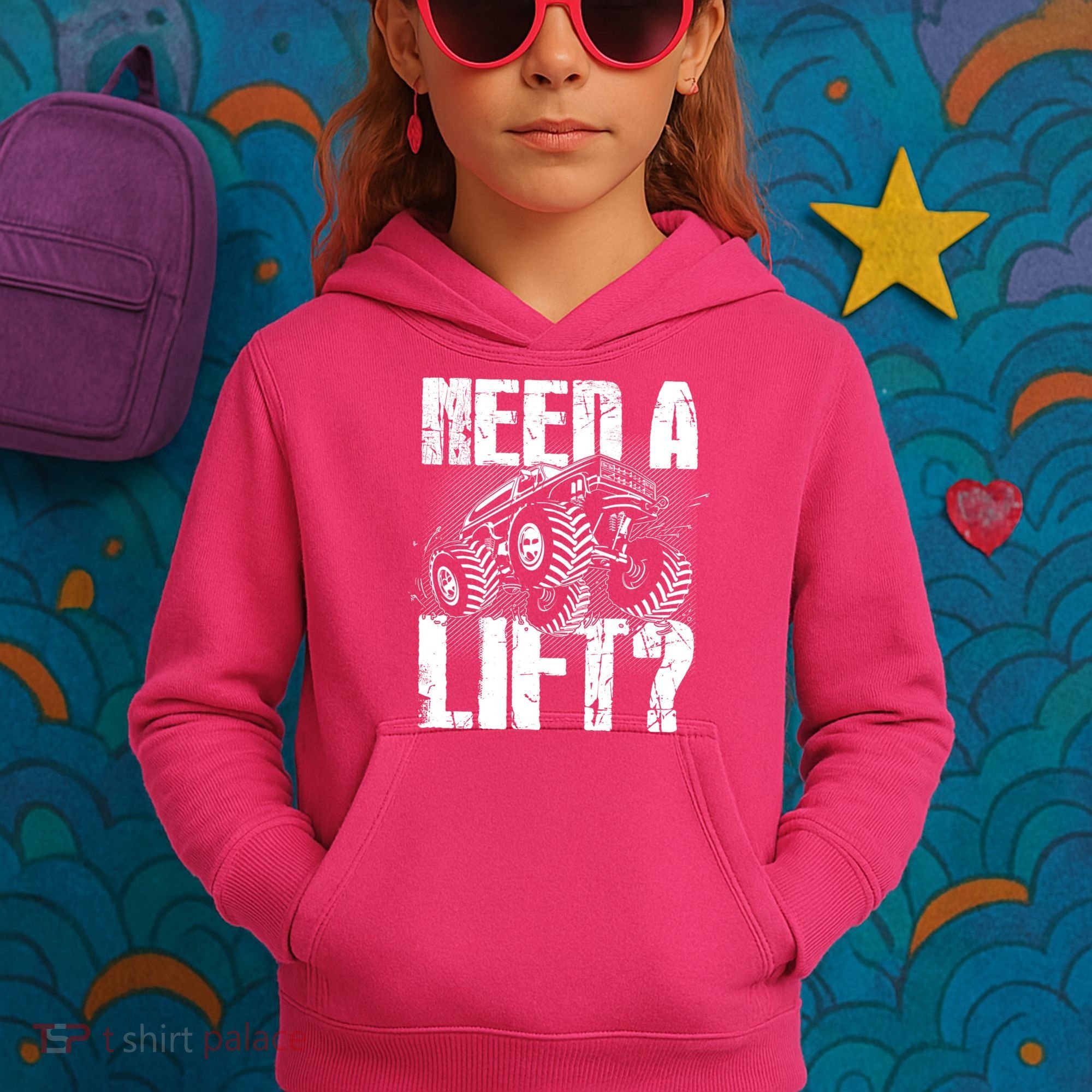 Funny Cool Monster Truck Need A Lift Kids Hoodie