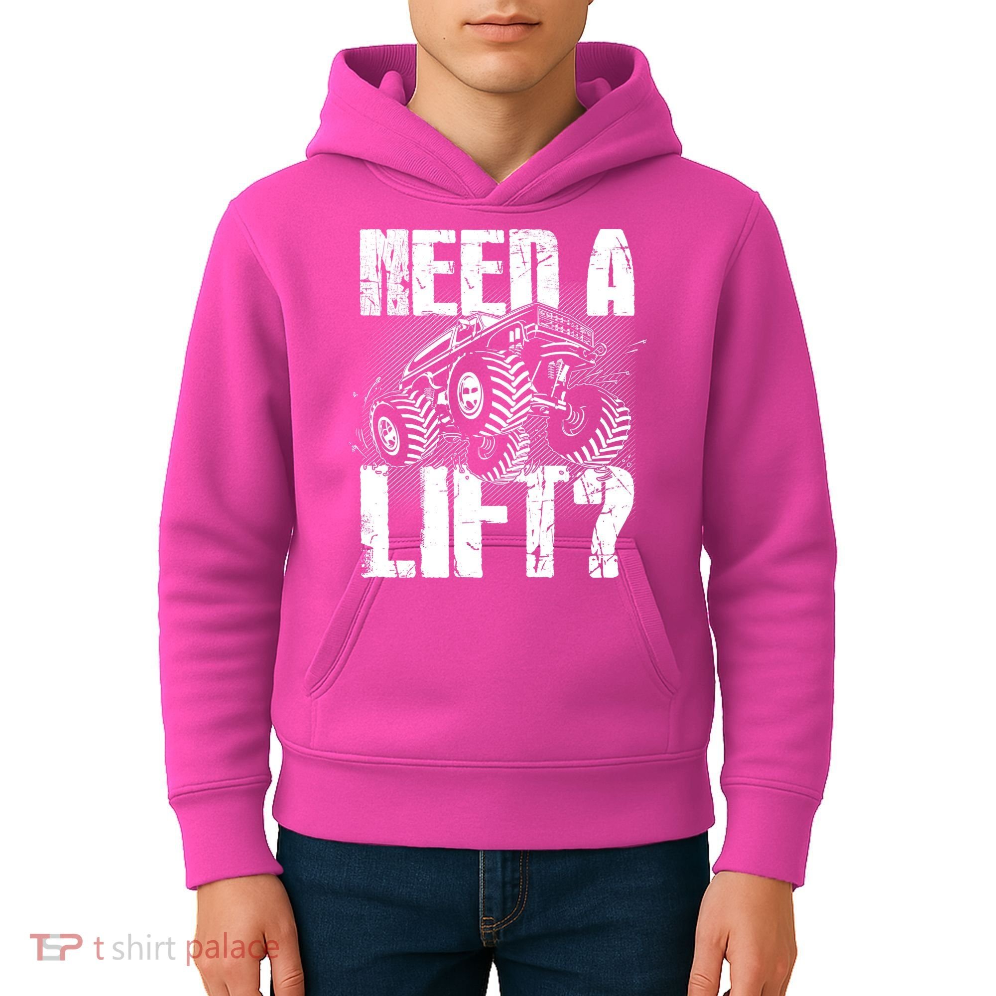 Funny Cool Monster Truck Need A Lift Kids Hoodie