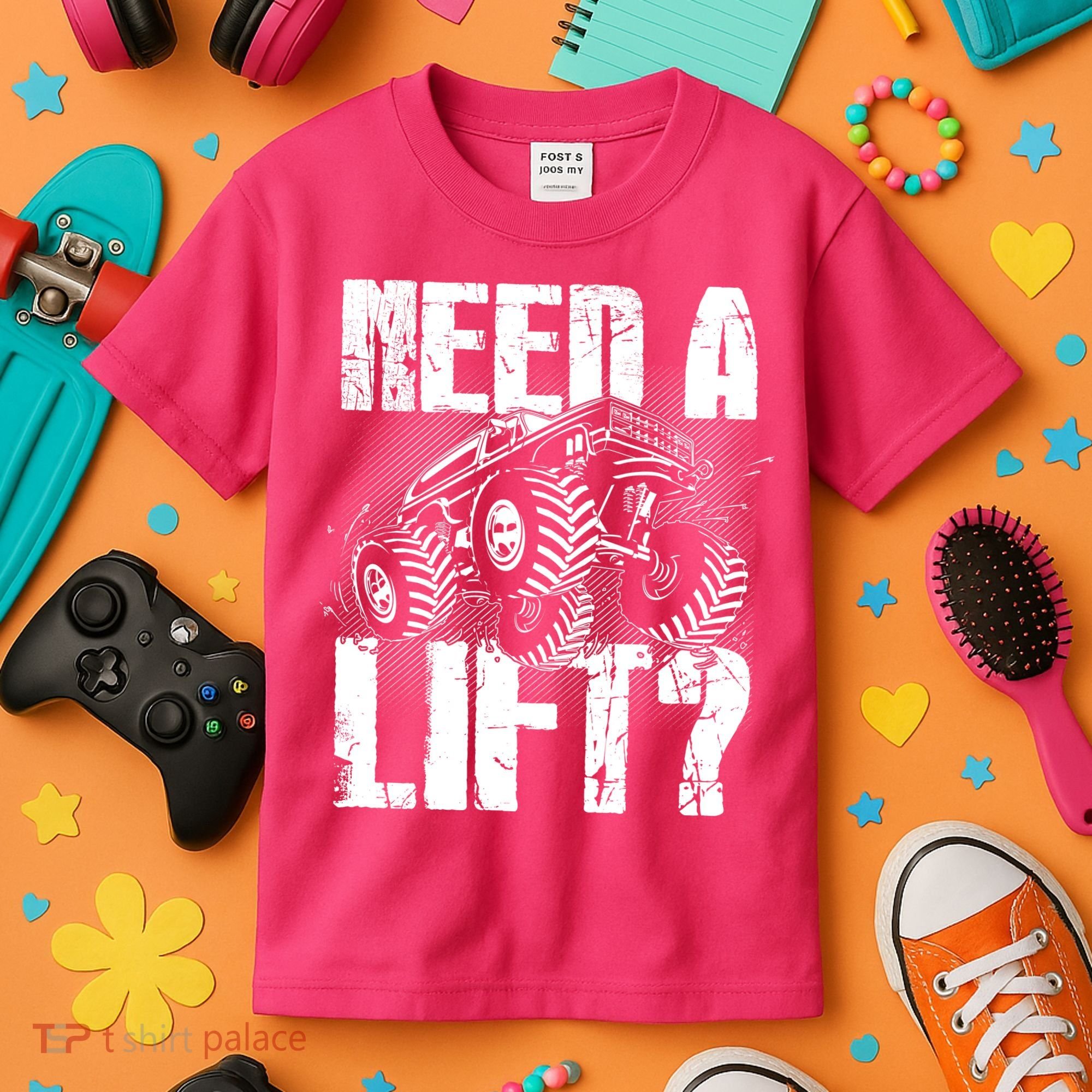 Funny Cool Monster Truck Need A Lift Kids T-Shirt