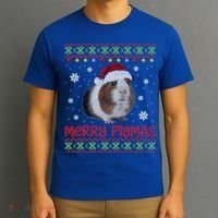 Funny Christmas Merry Pig Mas Light Matching Family Guinea Pig T-Shirt thumb 3