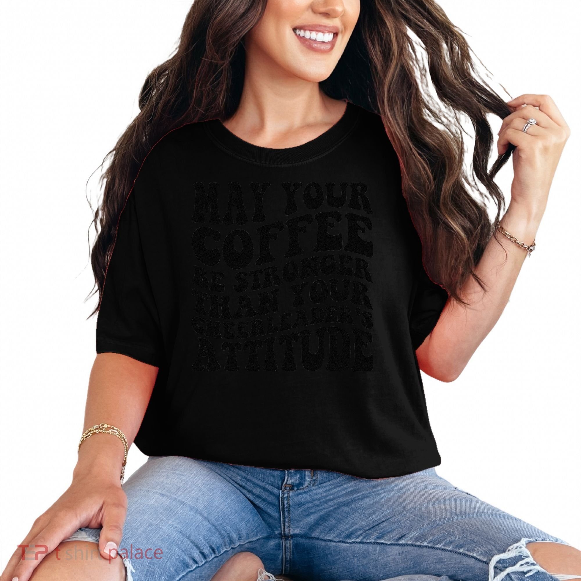 Funny Cheer Mom Coffee Saying Cheerleading Squad Mothers Day Comfort Colors T-Shirt