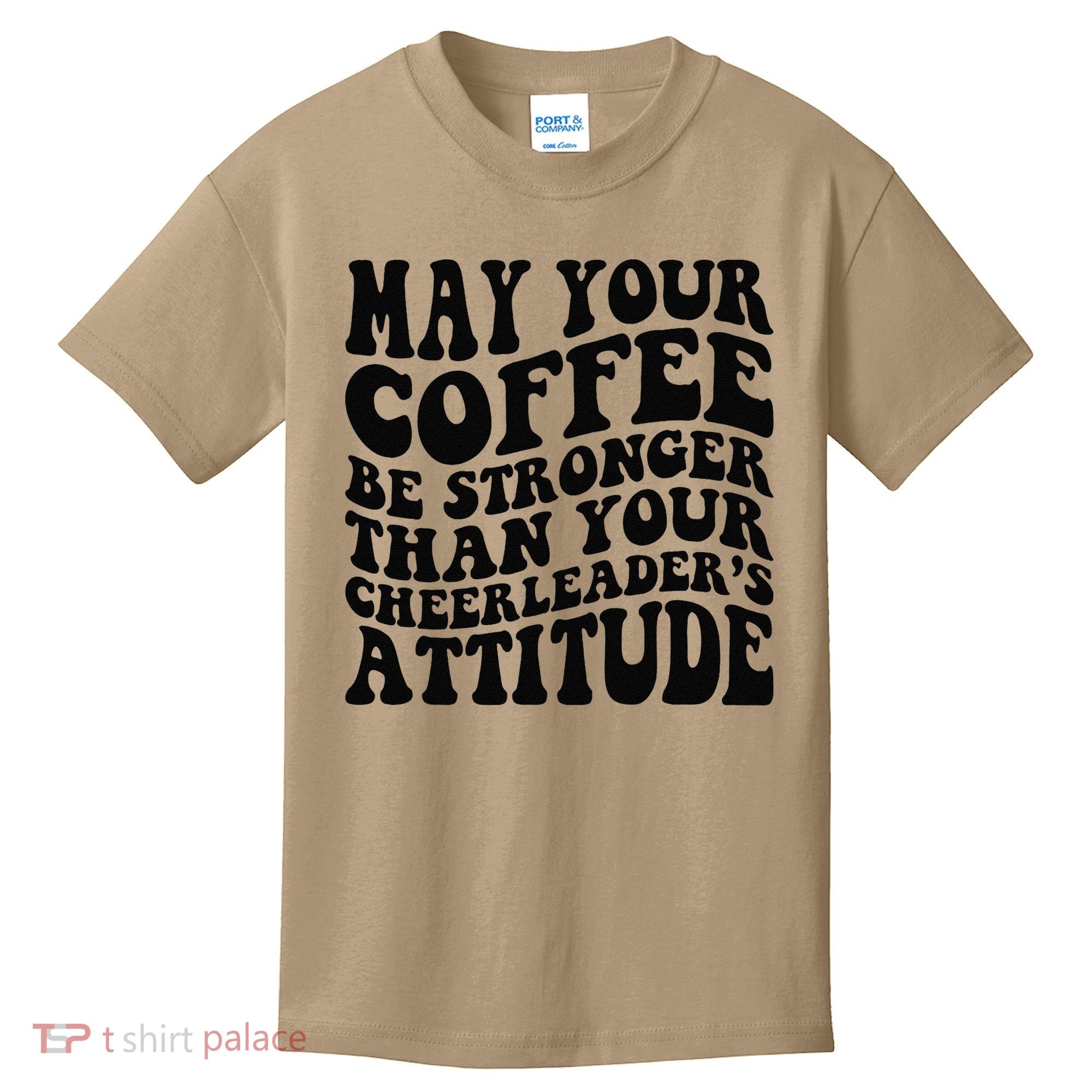 Funny Cheer Mom Coffee Saying Cheerleading Squad Mothers Day Kids T-Shirt