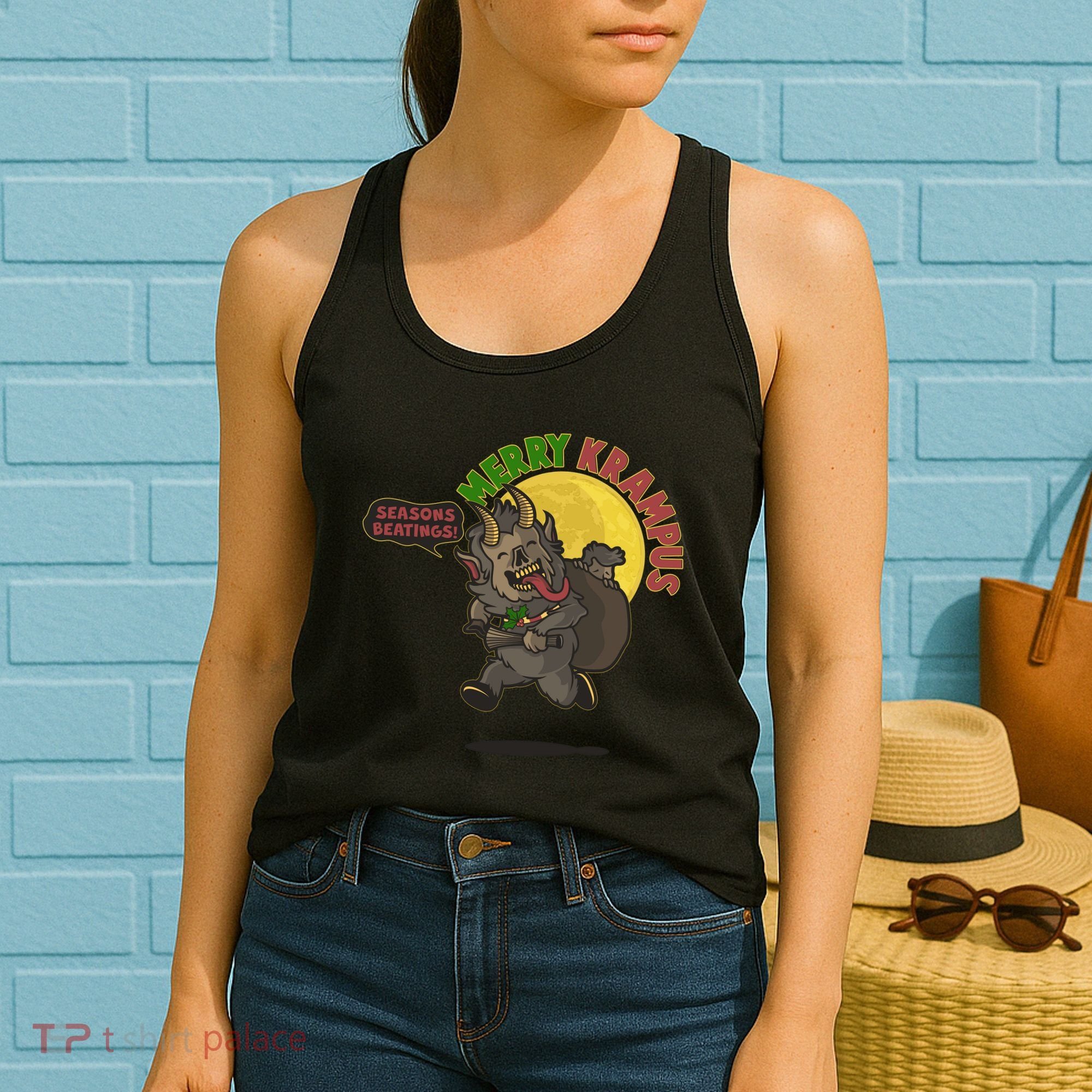 Funny Creepy Merry Krampus Seasons Beatings Women's Tank Top