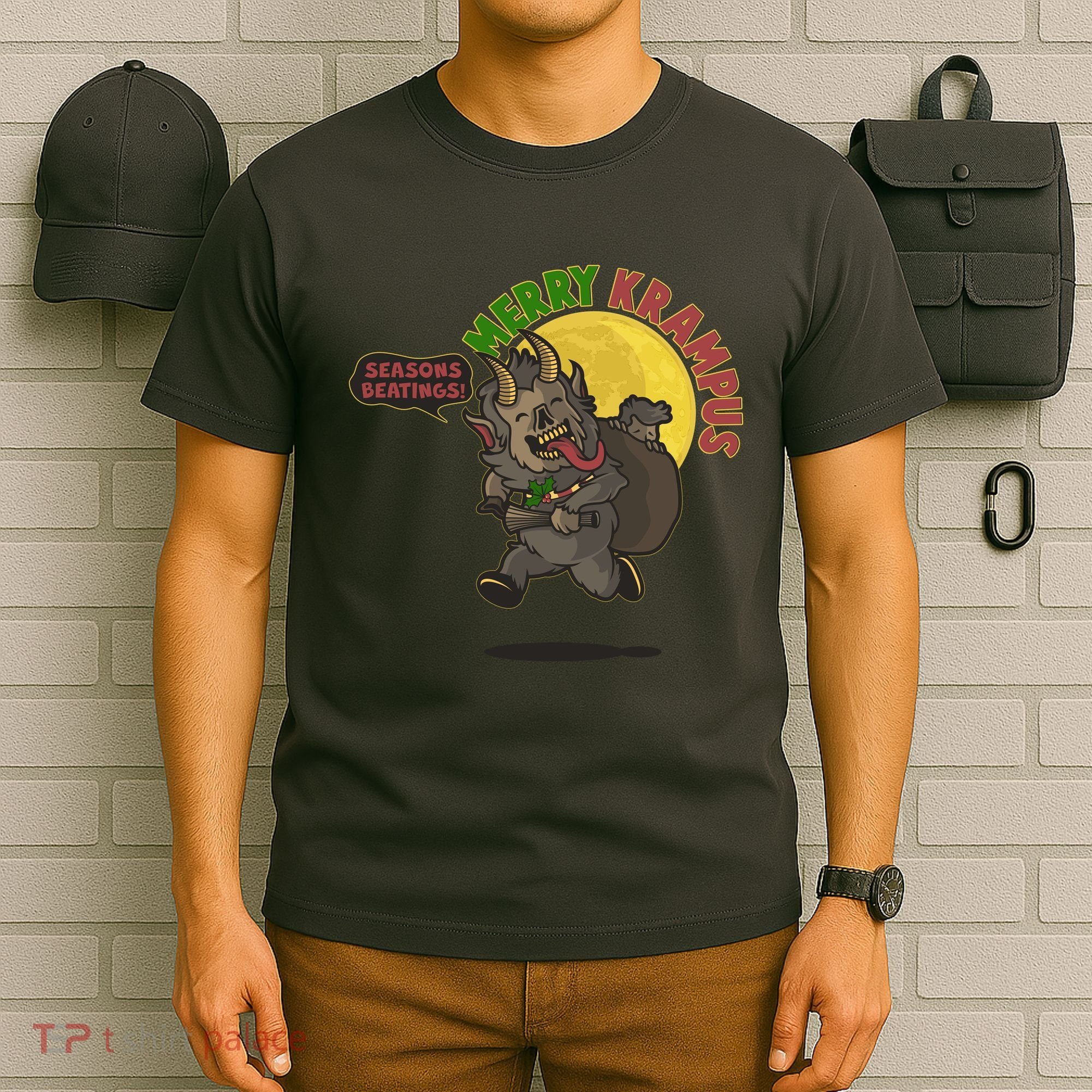 Funny Creepy Merry Krampus Seasons Beatings T-Shirt