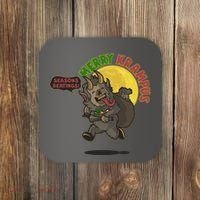 Funny Creepy Merry Krampus Seasons Beatings Coaster thumb 0