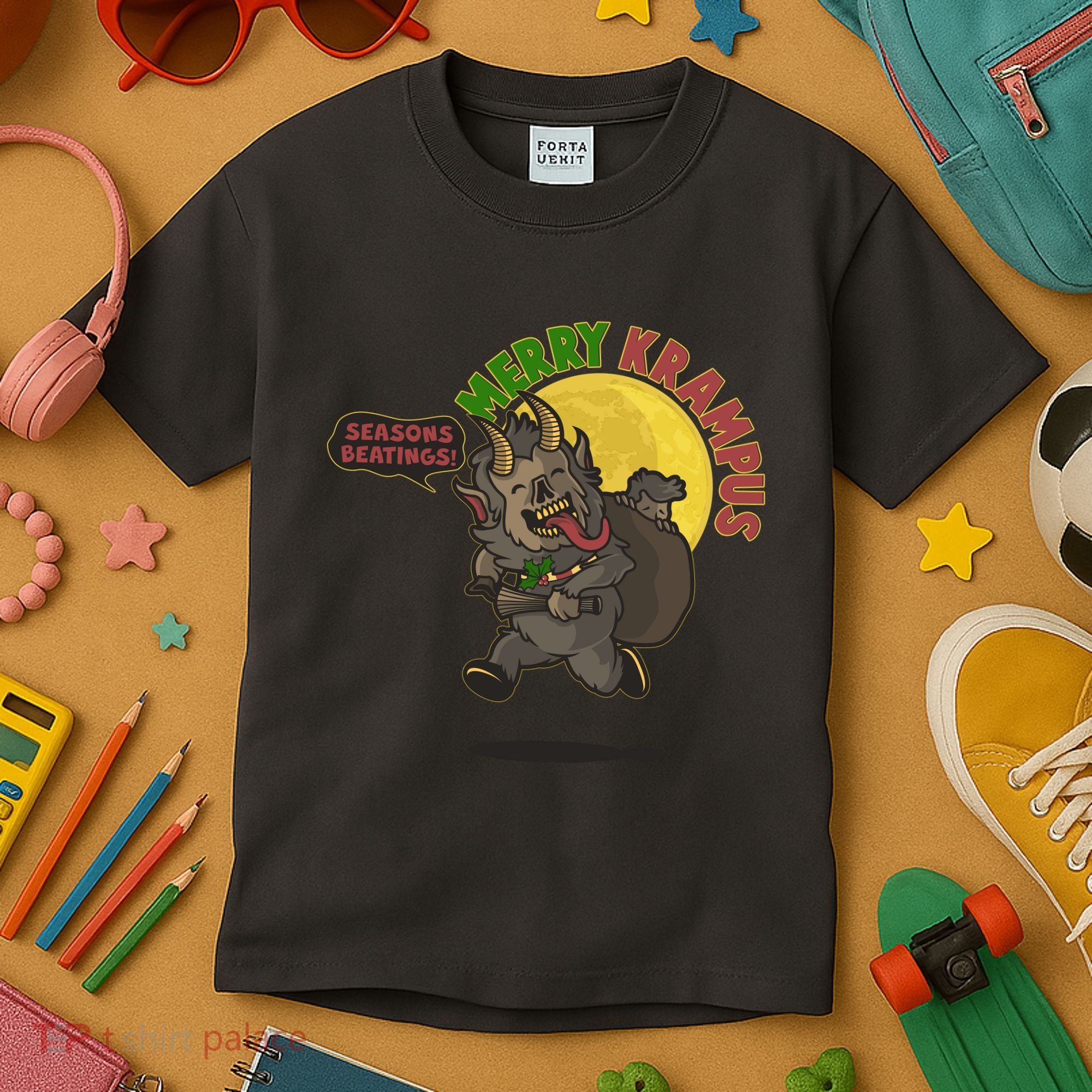 Funny Creepy Merry Krampus Seasons Beatings Kids T-Shirt