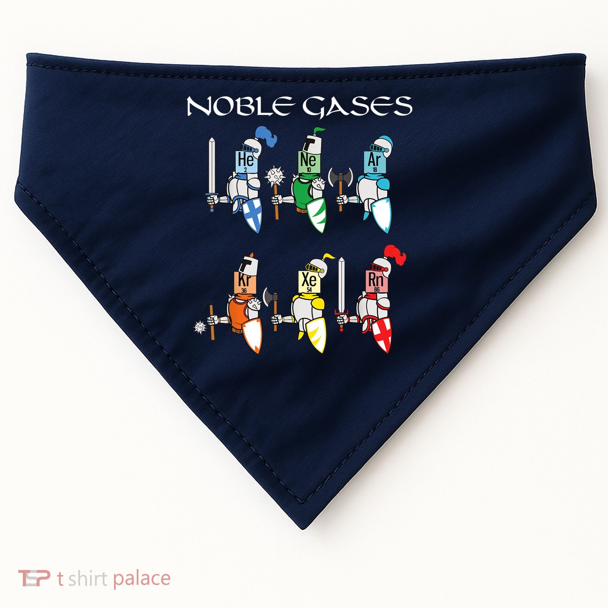 Funny Chemistry Medieval Science Noble Gases Knight USA-Made Doggie Bandana