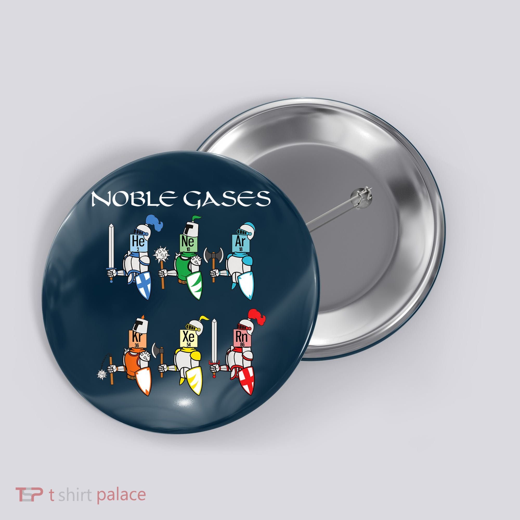 Funny Chemistry Medieval Science Noble Gases Knight Button