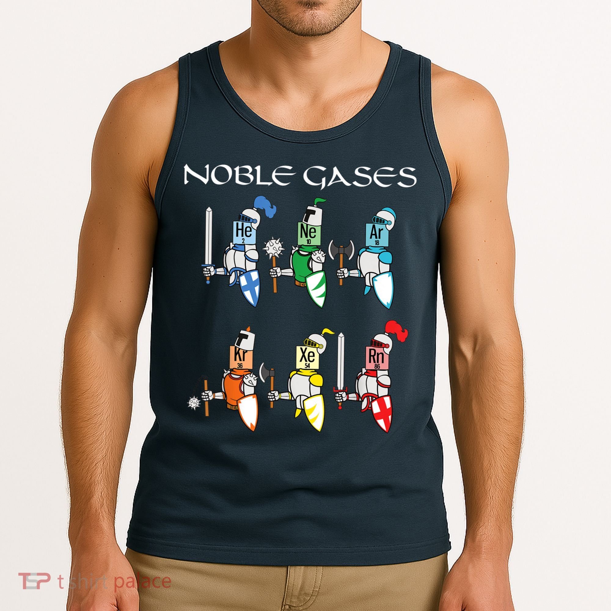 Funny Chemistry Medieval Science Noble Gases Knight Tank Top