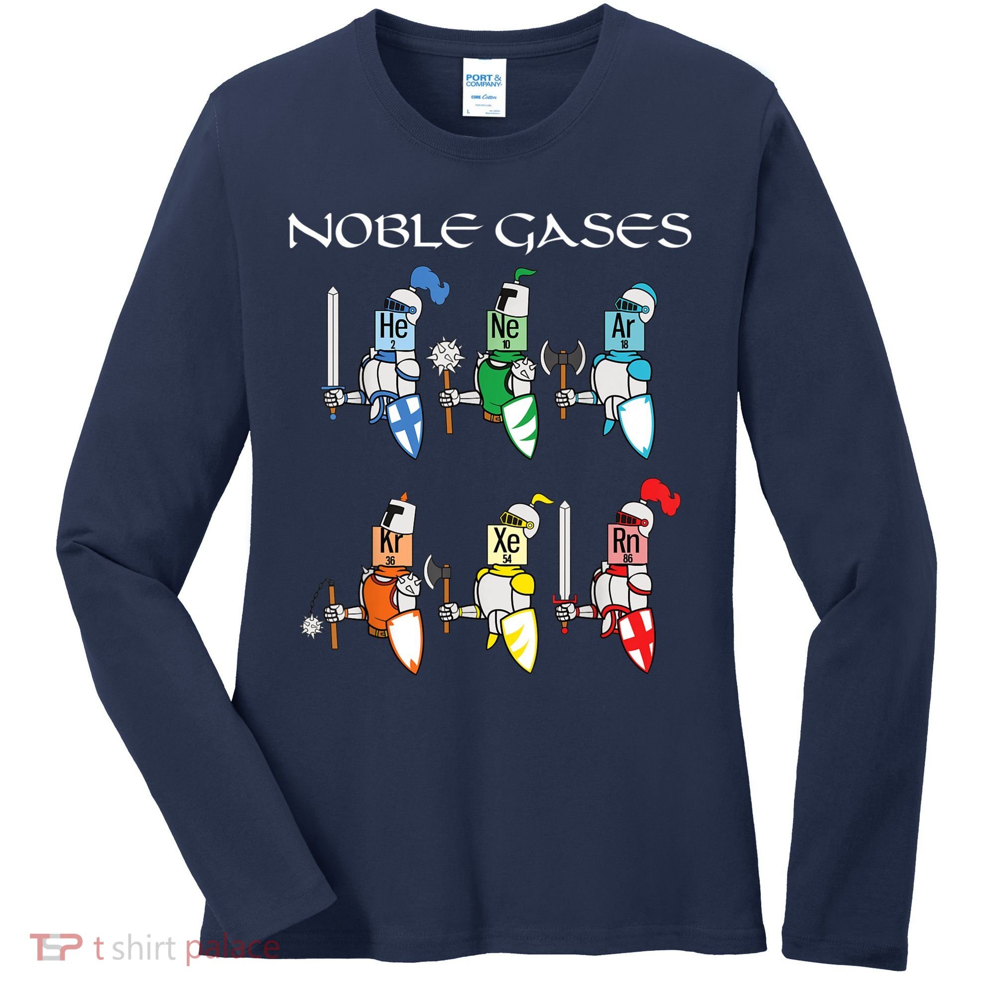Funny Chemistry Medieval Science Noble Gases Knight Women's Long Sleeve Shirt