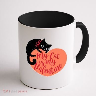 Funny Cute My Cat Is My Valentine Coffee Mug back