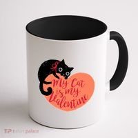 Funny Cute My Cat Is My Valentine Coffee Mug thumb 1