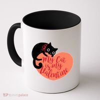 Funny Cute My Cat Is My Valentine Coffee Mug thumb 0