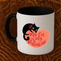 Funny Cute My Cat Is My Valentine Coffee Mug thumb 2