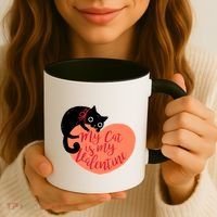 Funny Cute My Cat Is My Valentine Coffee Mug thumb 3