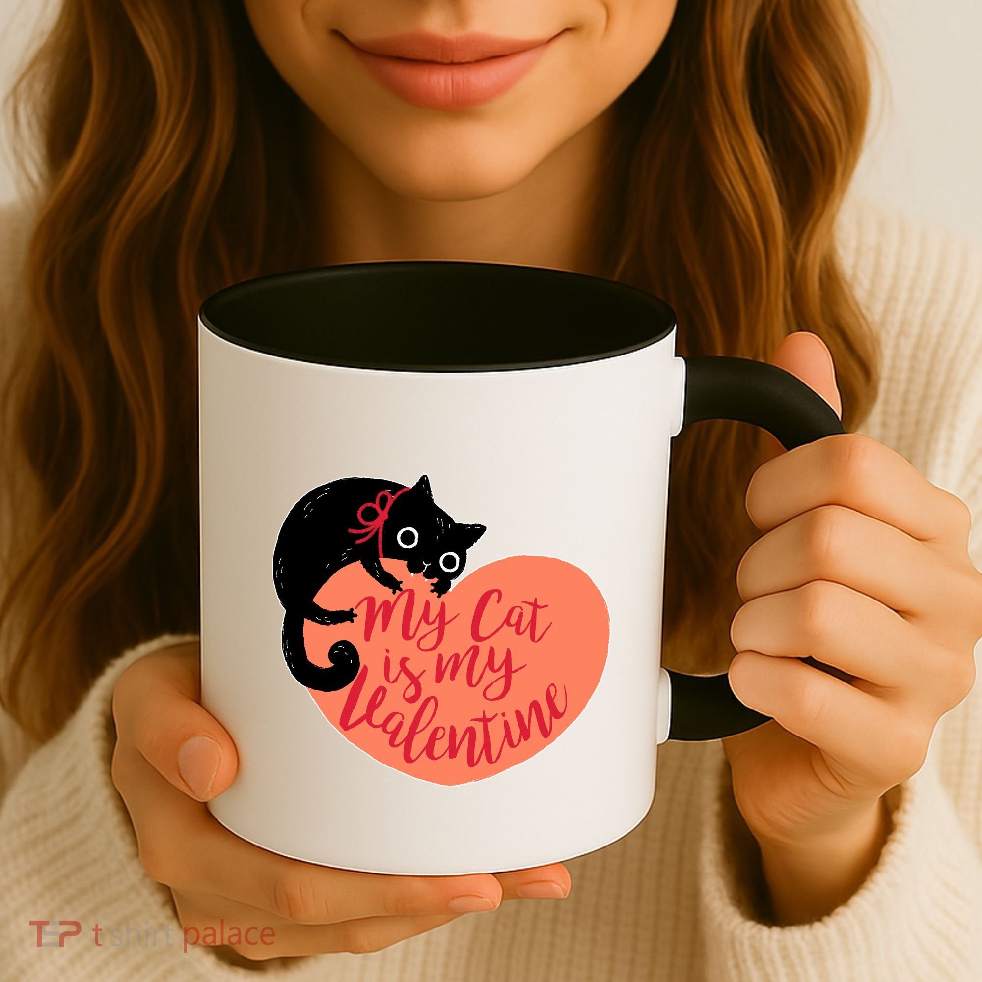 Funny Cute My Cat Is My Valentine Coffee Mug