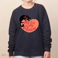 Funny Cute My Cat Is My Valentine Women's Sweatshirt thumb 0
