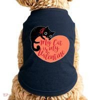 Funny Cute My Cat Is My Valentine Doggie Tank thumb 0