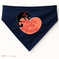Funny Cute My Cat Is My Valentine USA-Made Doggie Bandana thumb 0