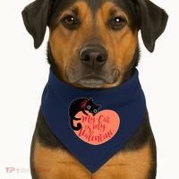 Funny Cute My Cat Is My Valentine USA-Made Doggie Bandana thumb 1