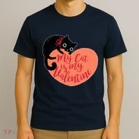 Funny Cute My Cat Is My Valentine T-Shirt thumb 3